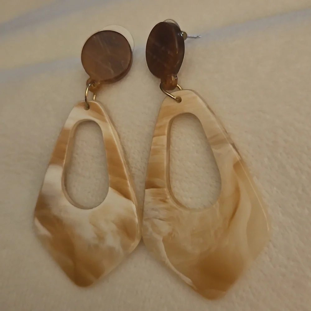 Vintage 1980s Marbled Acrylic Statement Dangle Earrings